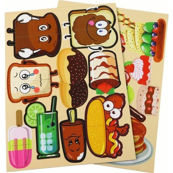 LeanToys Zestaw Edukacyjnych Puzzli Magnetycznych Motyw Jedzenia