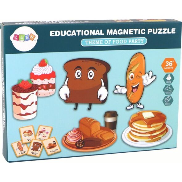 LeanToys Zestaw Edukacyjnych Puzzli Magnetycznych Motyw Jedzenia