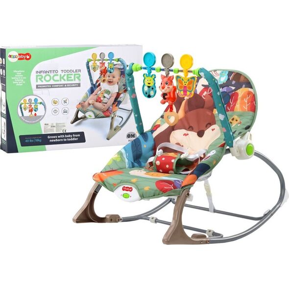 LeanToys Bujaczek Krzesełko Leżaczek 2w1 Wibracja Dźwięk Lisek