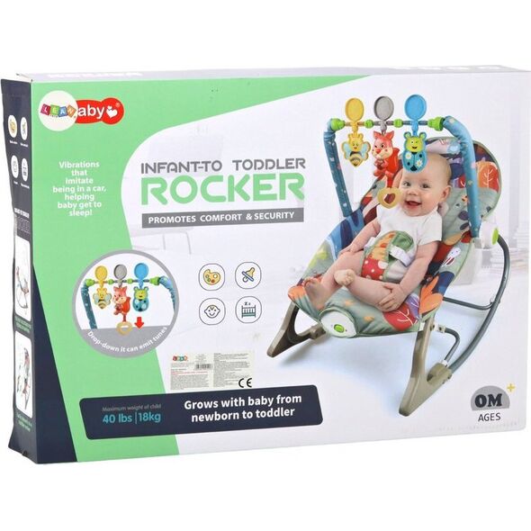 LeanToys Bujaczek Krzesełko Leżaczek 2w1 Wibracja Dźwięk Lisek