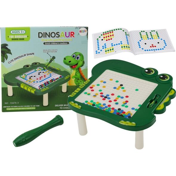 LeanToys Stolik Tablica Magnetyczna Edukacyjna Dinozaur Pad Układanka Zielona
