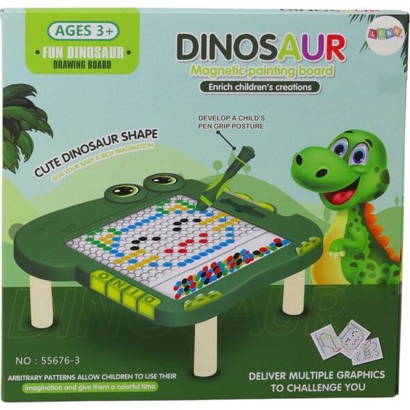 LeanToys Stolik Tablica Magnetyczna Edukacyjna Dinozaur Pad Układanka Zielona