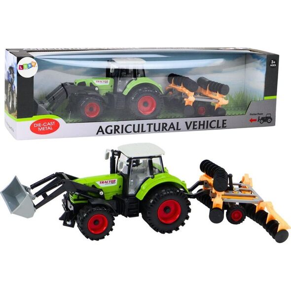 LeanToys Traktor Rolniczy Koparka Z Broną Talerzową Napęd Zielony