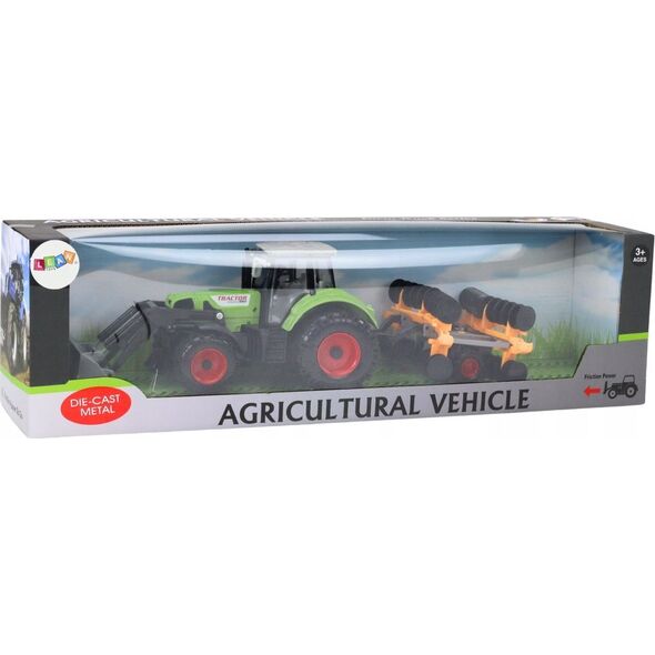 LeanToys Traktor Rolniczy Koparka Z Broną Talerzową Napęd Zielony