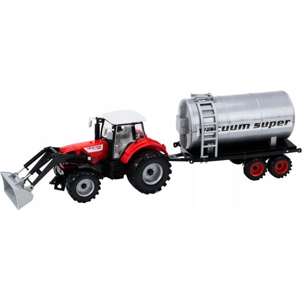 LeanToys Traktor Rolniczy Koparka z Cysterną Napęd Czerwony