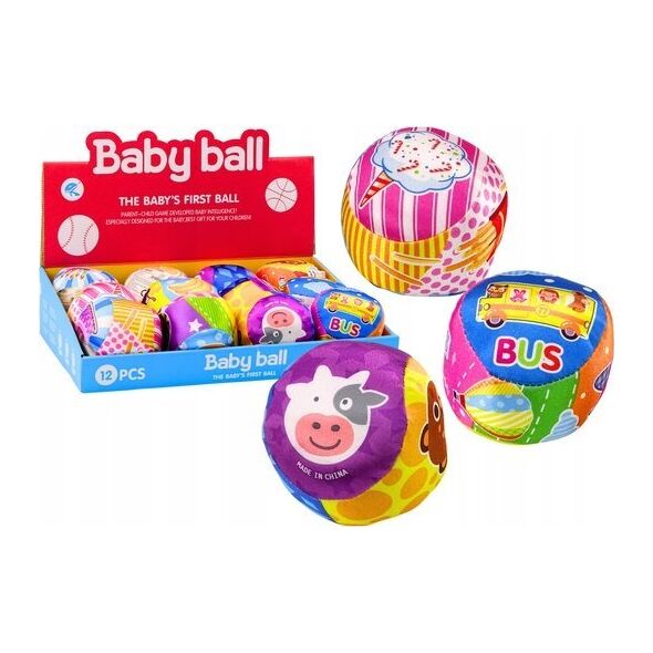 LeanToys Miękka Piłeczka Z Grzechotką Kolorowa Piłka Zwierzątka Owoce MIX  10cm