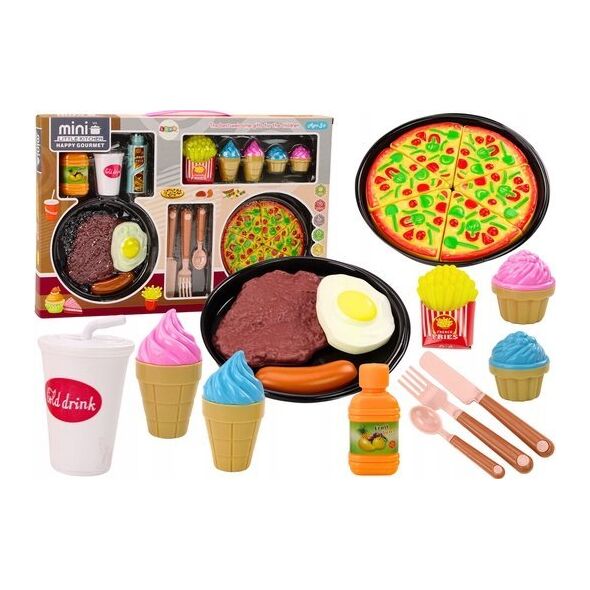 LeanToys Zestaw Produktów Spożywczych Pizza Frytki Lody Sztućce