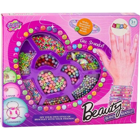 LeanToys Koraliki Do Biżuterii Bransoletka DIY Kolorowe Zestaw Kreatywny