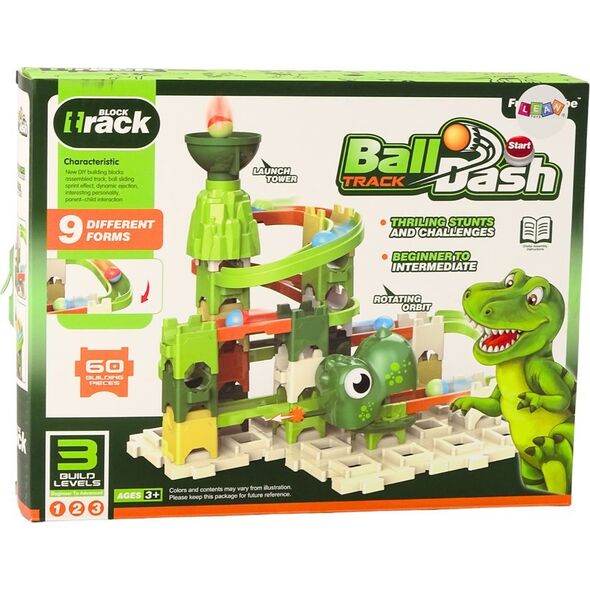 LeanToys Klocki Konstrukcyjne Tor Na Kulkę Dinozaur 9 Poziomów 60 El