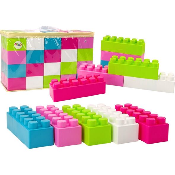 LeanToys Duże Klocki Konstrukcyjne Podłużne W Torbie Naklejki Kolorowe 20 El