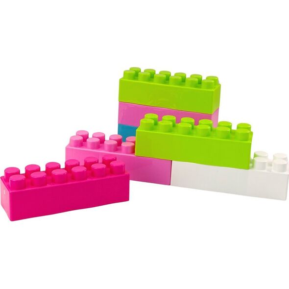LeanToys Duże Klocki Konstrukcyjne Podłużne W Torbie Naklejki Kolorowe 20 El