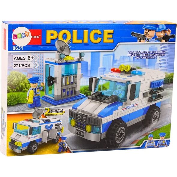 LeanToys Zestaw Klocków Policja Wóz Policyjny Budynek 271 El