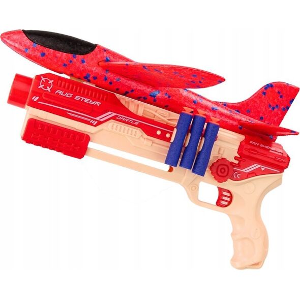 LeanToys Pistolet Na Strzałki Kulki Piankowe Wyrzutnia Samolotu Tarcza Zestaw 5w1
