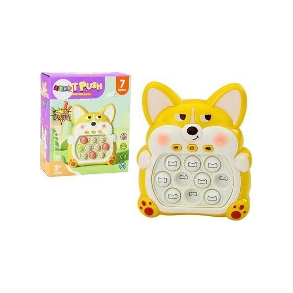 LeanToys Gra Zręcznościowa Konsola Pop-It Lisek 7 Trybów Gry Żółty Sensoryczna