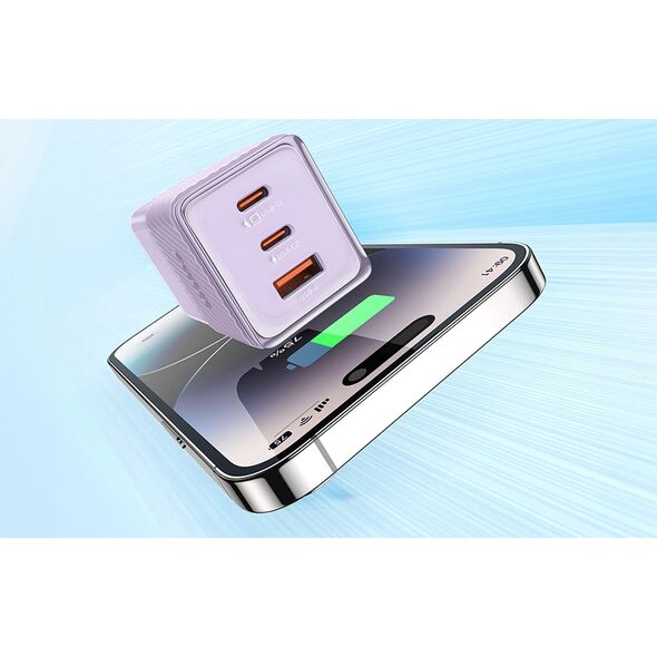 Ładowarka Mcdodo Ładowarka sieciowa GaN 67W Mcdodo CH-1502 2x USB-C, USB-A (fioletowa)