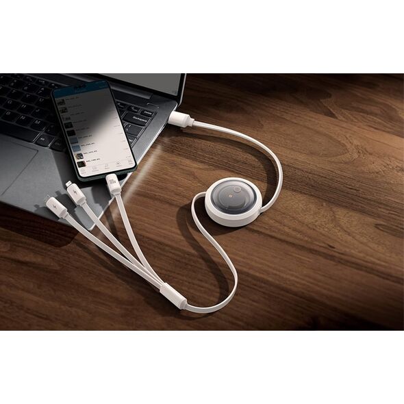 Kabel USB Baseus USB-A - USB-C + microUSB + Lightning 1.1 m Biały (P10368700211-02)