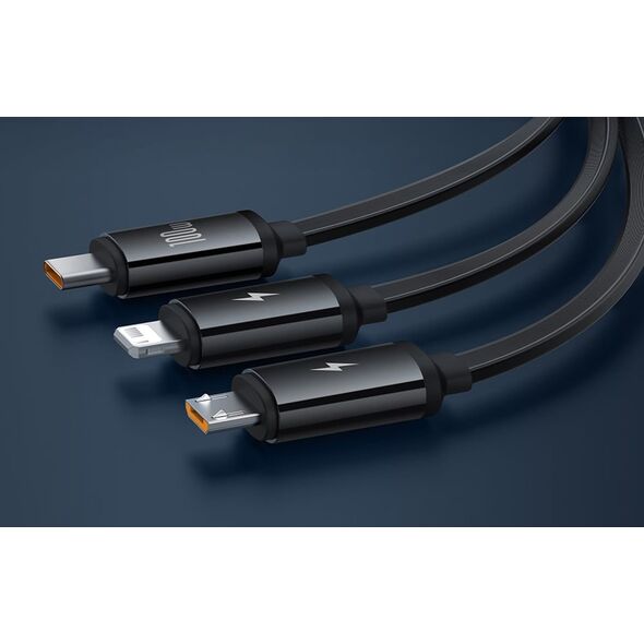 Kabel USB Baseus USB-A - USB-C + microUSB + Lightning 1.1 m Czarny (P10368700111-03)