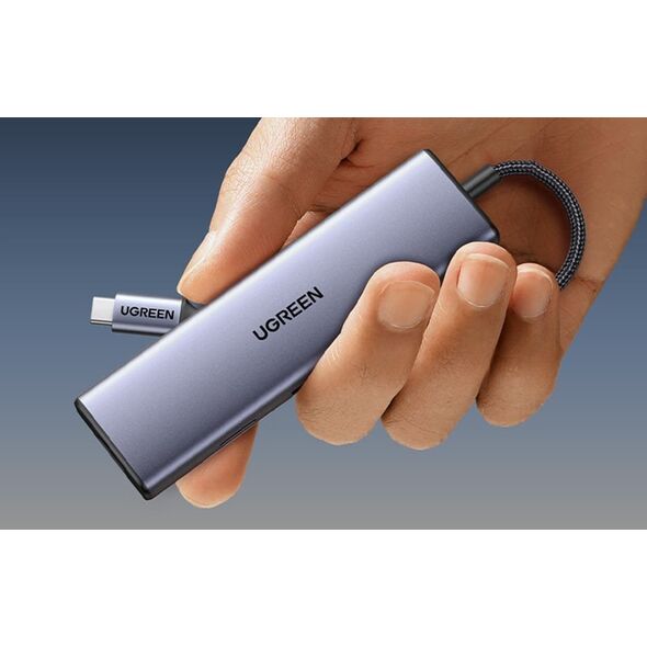 HUB USB Ugreen Hub USB-C Ugreen CM498, 3x USB 3.0, HDMI 4k 30Hz, VGA, RJ45, SD/TF, PD 100W (szary)