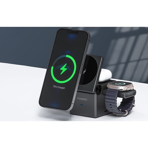 Choetech Ładowarka indukcyjna Choetech T632-F 3w1 15W (czarna)