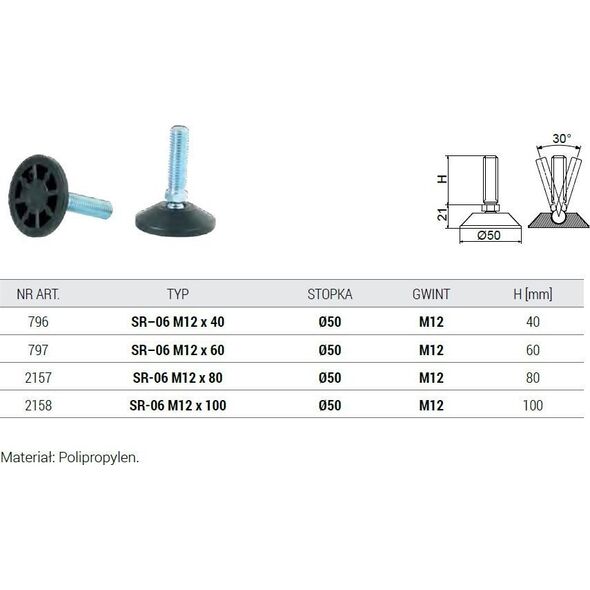 UN STOPKA REGULACYJNA PRZEGUBOWA SR 06 FI 50 M12*60 797