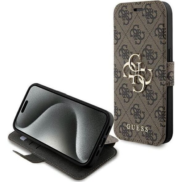 Guess Guess GUBKP15X4GMGBR iPhone 15 Pro Max 6.7" brązowy/brown book 4G Metal Logo