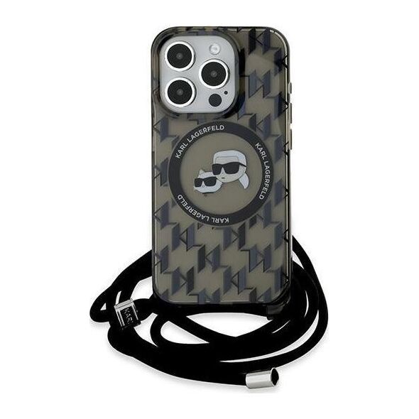 Karl Lagerfeld Karl Lagerfeld KLHMP15XHCKCKLCK iPhone 15 Pro Max 6.7" czarny/black hardcase IML Crossbody Monogram Karl & Choupette Head MagSafe