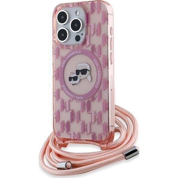Karl Lagerfeld Karl Lagerfeld KLHMP15XHCKCKLCP iPhone 15 Pro Max 6.7" różowy/pink hardcase IML Crossbody Monogram Karl & Choupette Head MagSafe