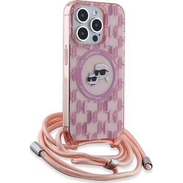 Karl Lagerfeld Karl Lagerfeld KLHMP15LHCKCKLCP iPhone 15 Pro 6.1" różowy/pink hardcase IML Crossbody Monogram Karl & Choupette Head MagSafe