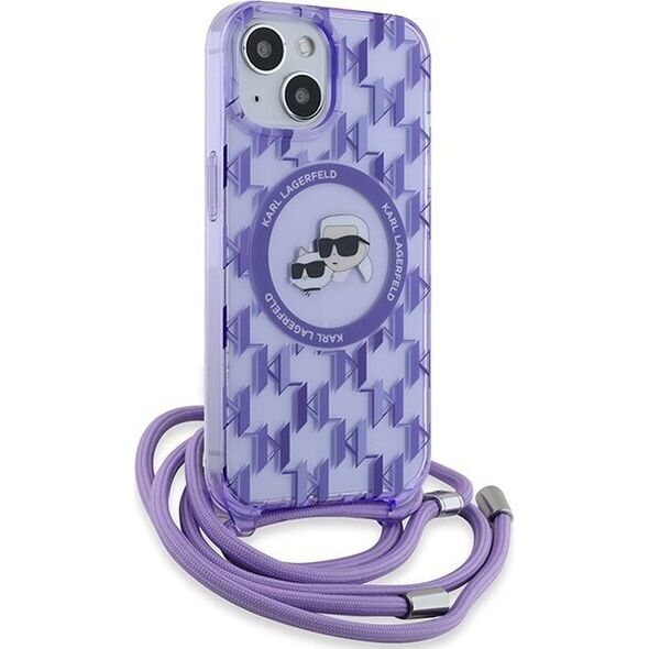 Karl Lagerfeld Karl Lagerfeld KLHMP15SHCKCKLCU iPhone 15 / 14 / 13 6.1" fioletowy/purple hardcase IML Crossbody Monogram Karl & Choupette Head MagSafe