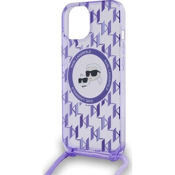 Karl Lagerfeld Karl Lagerfeld KLHMP15SHCKCKLCU iPhone 15 / 14 / 13 6.1" fioletowy/purple hardcase IML Crossbody Monogram Karl & Choupette Head MagSafe