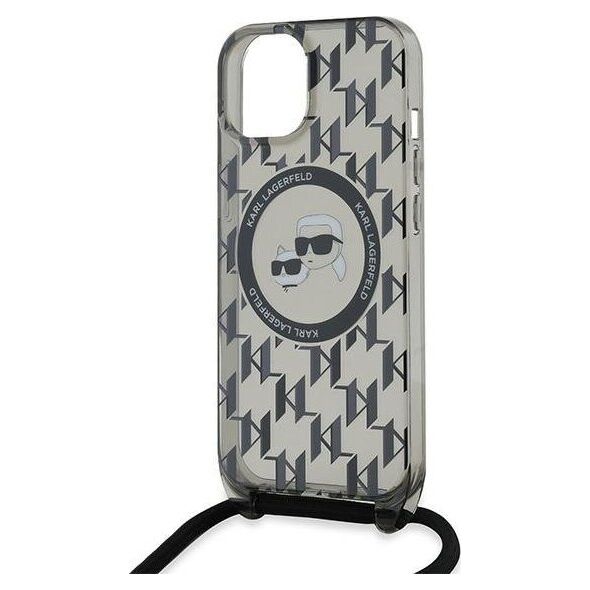 Karl Lagerfeld Karl Lagerfeld KLHMP15SHCKCKLCK iPhone 15 / 14 / 13 6.1" czarny/black hardcase IML Crossbody Monogram Karl & Choupette Head MagSafe