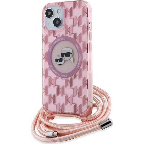 Karl Lagerfeld Karl Lagerfeld KLHMP15SHCKCKLCP iPhone 15 / 14 / 13  6.1" różowy/pink hardcase IML Crossbody Monogram Karl & Choupette Head MagSafe