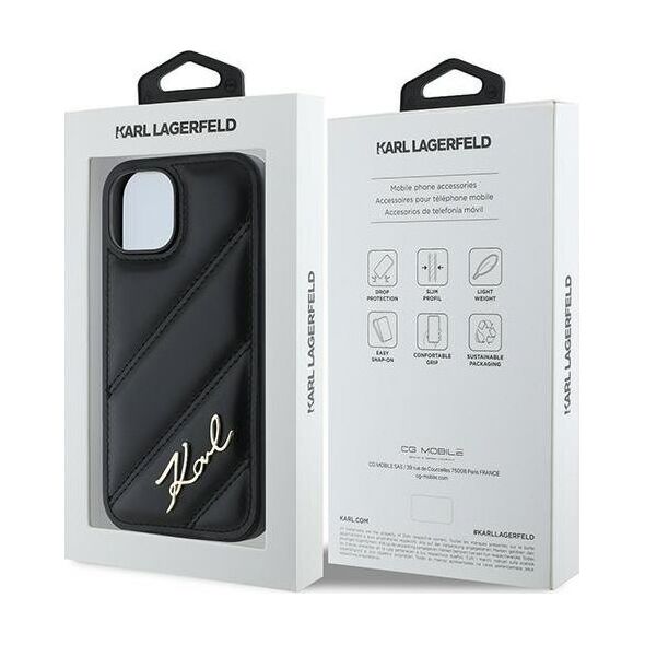 Karl Lagerfeld Karl Lagerfeld KLHCP15SPQDSMGK iPhone 15 / 14 / 13 6.1" czarny/black hardcase Diagonal Quilted Script