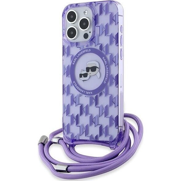 Karl Lagerfeld Karl Lagerfeld KLHMP15XHCKCKLCU iPhone 15 Pro Max 6.7" fioletowy/purple hardcase IML Crossbody Monogram Karl & Choupette Head MagSafe