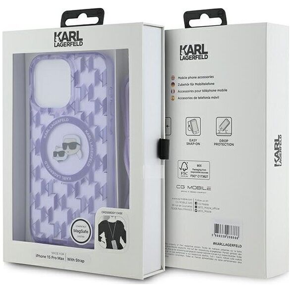 Karl Lagerfeld Karl Lagerfeld KLHMP15XHCKCKLCU iPhone 15 Pro Max 6.7" fioletowy/purple hardcase IML Crossbody Monogram Karl & Choupette Head MagSafe