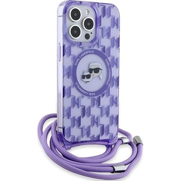 Karl Lagerfeld Karl Lagerfeld KLHMP15LHCKCKLCU iPhone 15 Pro 6.1" fioletowy/purple hardcase IML Crossbody Monogram Karl & Choupette Head MagSafe