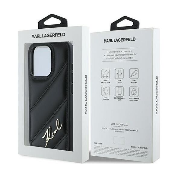 Karl Lagerfeld Karl Lagerfeld KLHCP15LPQDSMGK iPhone 15 Pro 6.1" czarny/black hardcase Diagonal Quilted Script