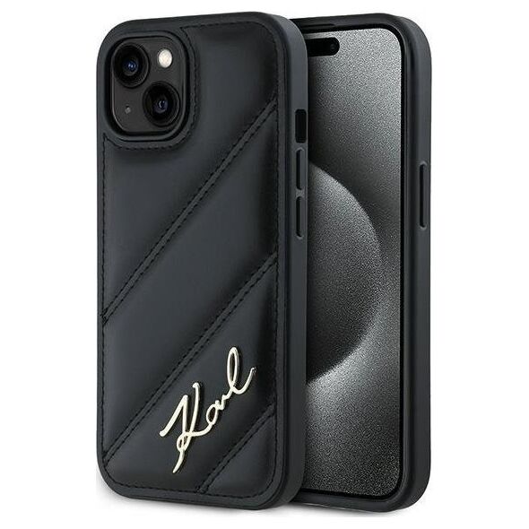 Karl Lagerfeld Karl Lagerfeld KLHCP13MPQDSMGK iPhone 13 6.1" czarny/black hardcase Diagonal Quilted Script