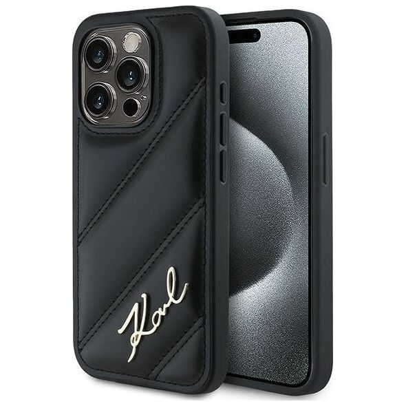 Karl Lagerfeld Karl Lagerfeld KLHCP14LPQDSMGK iPhone 14 Pro 6.1" czarny/black hardcase Diagonal Quilted Script