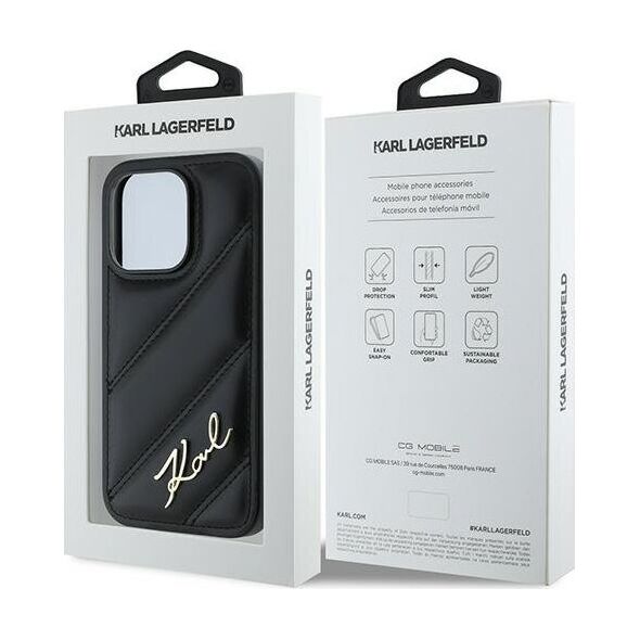 Karl Lagerfeld Karl Lagerfeld KLHCP14LPQDSMGK iPhone 14 Pro 6.1" czarny/black hardcase Diagonal Quilted Script