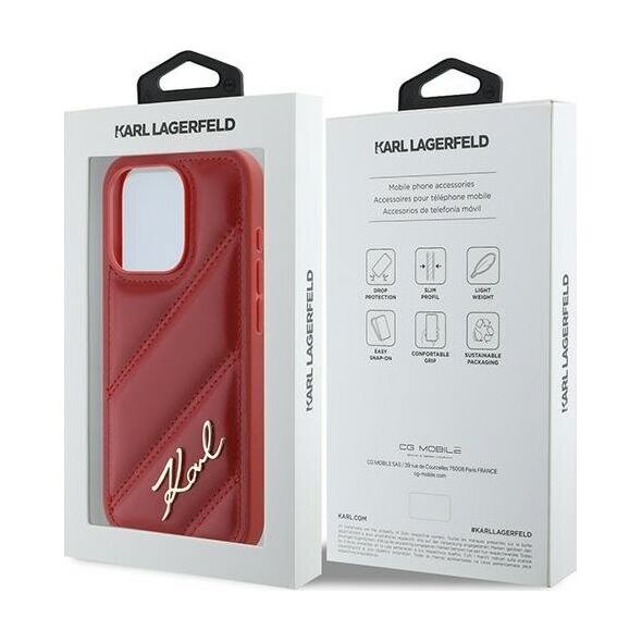 Karl Lagerfeld Karl Lagerfeld KLHCP15XPQDSMGR iPhone 15 Pro Max 6.7" czerwony/red hardcase Diagonal Quilted Script