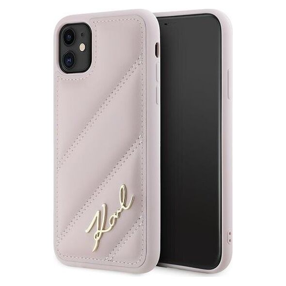 Karl Lagerfeld Karl Lagerfeld KLHCN61PQDSMGP iPhone 11 / Xr 6.1" różowy/pink hardcase Diagonal Quilted Script