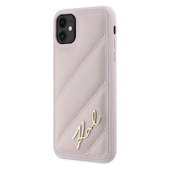 Karl Lagerfeld Karl Lagerfeld KLHCN61PQDSMGP iPhone 11 / Xr 6.1" różowy/pink hardcase Diagonal Quilted Script
