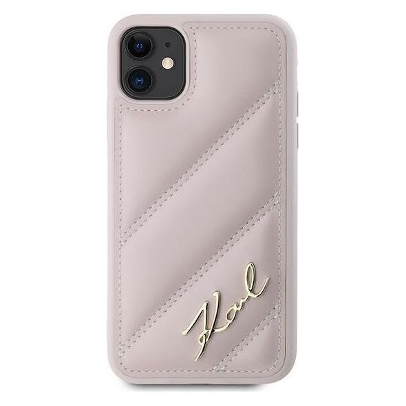 Karl Lagerfeld Karl Lagerfeld KLHCN61PQDSMGP iPhone 11 / Xr 6.1" różowy/pink hardcase Diagonal Quilted Script