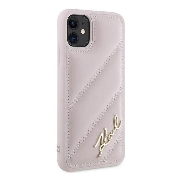 Karl Lagerfeld Karl Lagerfeld KLHCN61PQDSMGP iPhone 11 / Xr 6.1" różowy/pink hardcase Diagonal Quilted Script
