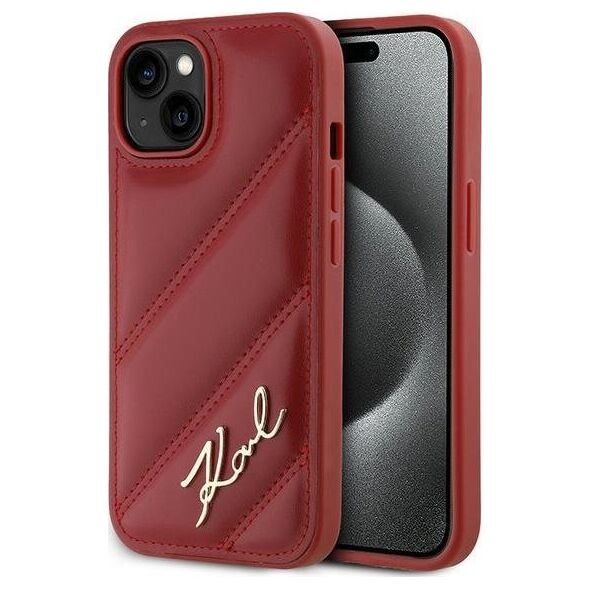 Karl Lagerfeld Karl Lagerfeld KLHCP15SPQDSMGR iPhone 15 / 14 / 13 6.1" czerwony/red hardcase Diagonal Quilted Script