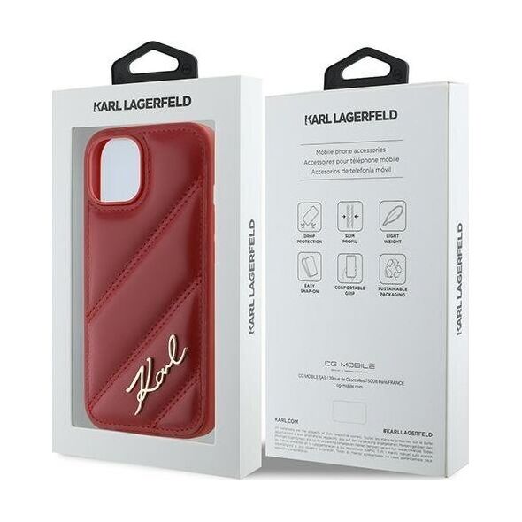 Karl Lagerfeld Karl Lagerfeld KLHCP15SPQDSMGR iPhone 15 / 14 / 13 6.1" czerwony/red hardcase Diagonal Quilted Script