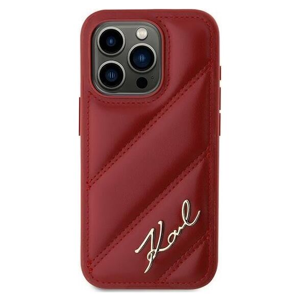 Karl Lagerfeld Karl Lagerfeld KLHCP15LPQDSMGR iPhone 15 Pro 6.1" czerwony/red hardcase Diagonal Quilted Script