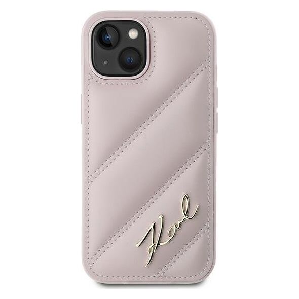 Karl Lagerfeld Karl Lagerfeld KLHCP14SPQDSMGP iPhone 14 / 15 / 13 6.1" różowy/pink hardcase Diagonal Quilted Script