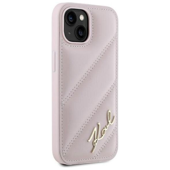 Karl Lagerfeld Karl Lagerfeld KLHCP14SPQDSMGP iPhone 14 / 15 / 13 6.1" różowy/pink hardcase Diagonal Quilted Script